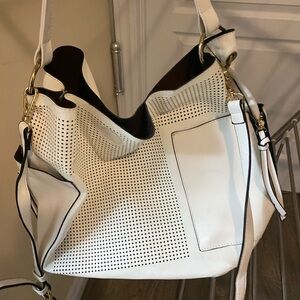 Stylish White Perforated Shoulder Bag